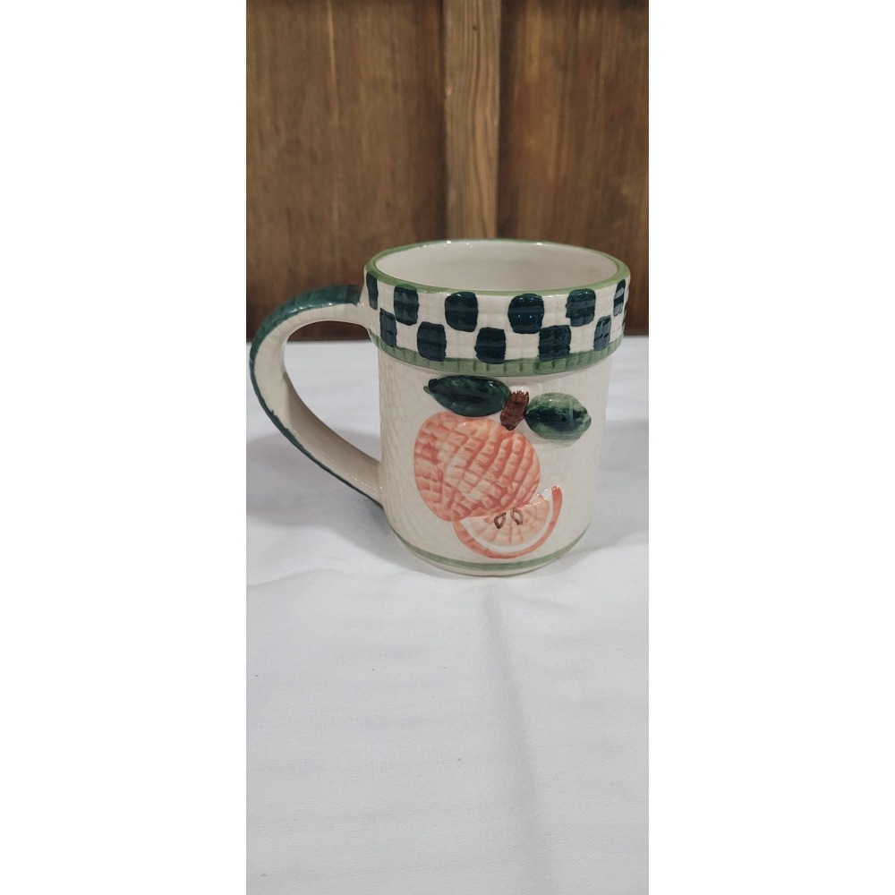 Vntg? Country Style Apple Mug Pairs, Red Green Beige, 2nd Orange Green Beige